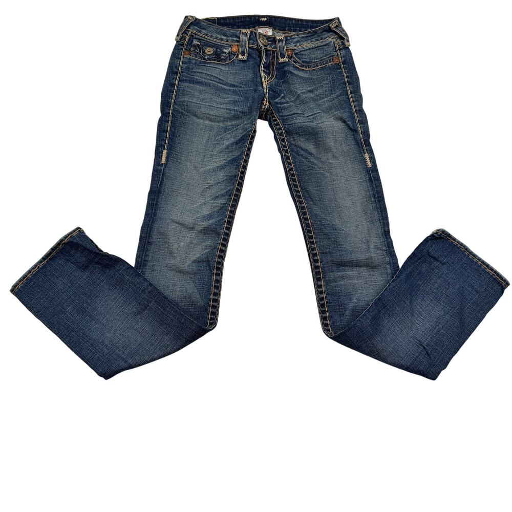 True Religion VTG Y2K Low-Rise Embroidered Stitch Detail Jeans Women's Size 27 - Picture 3 of 9